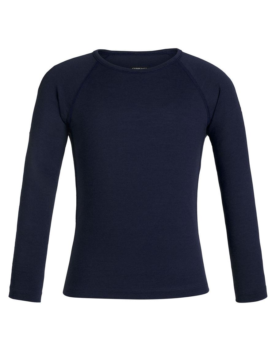 Kids\' Icebreaker Merino 200 Oasis Crewe Thermal Top Long Sleeve Midnight Navy | CA 1004MQZA